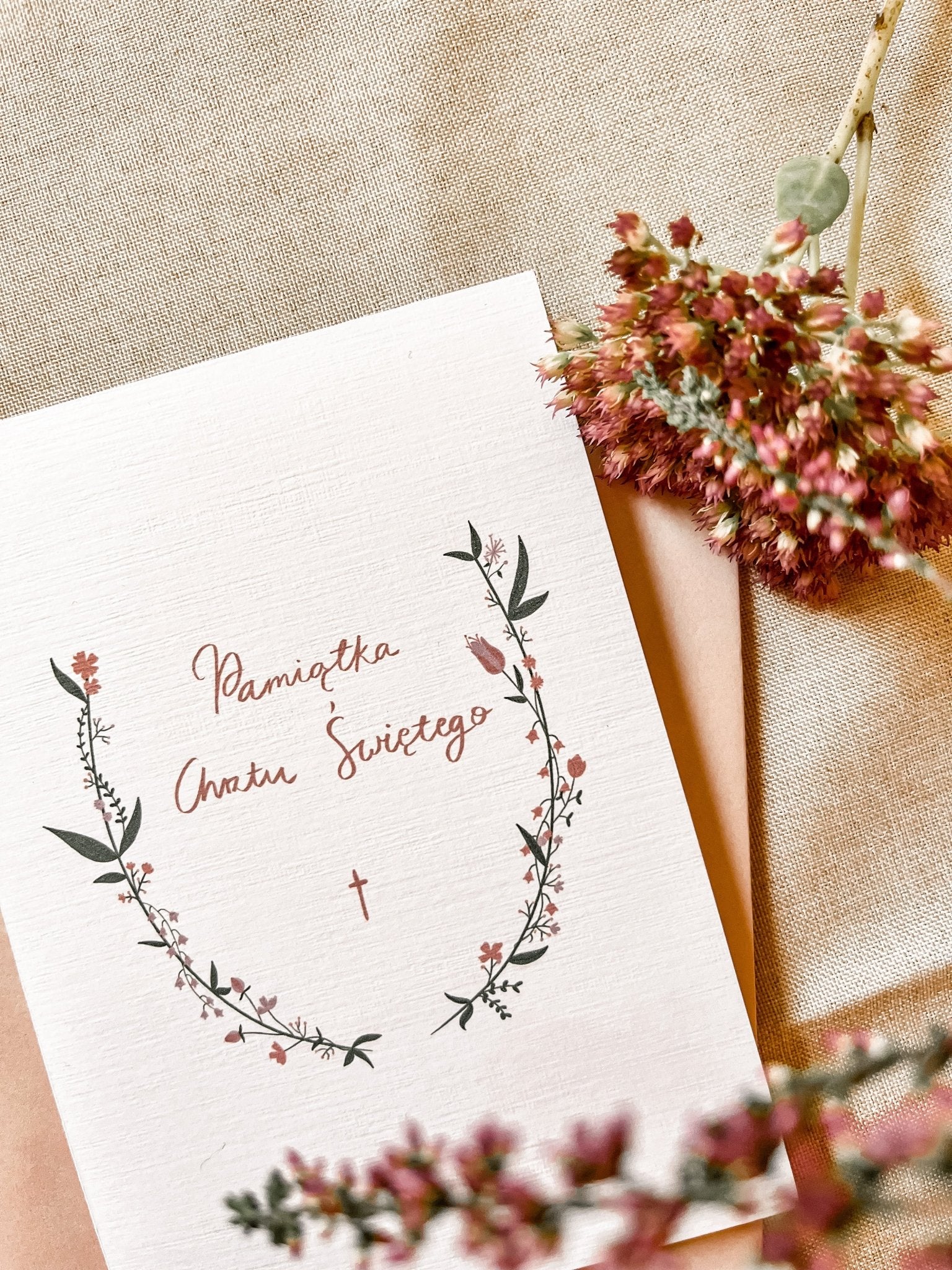 Kartka Pamiątka Chrztu Świętego Różowa - Rysunkografia