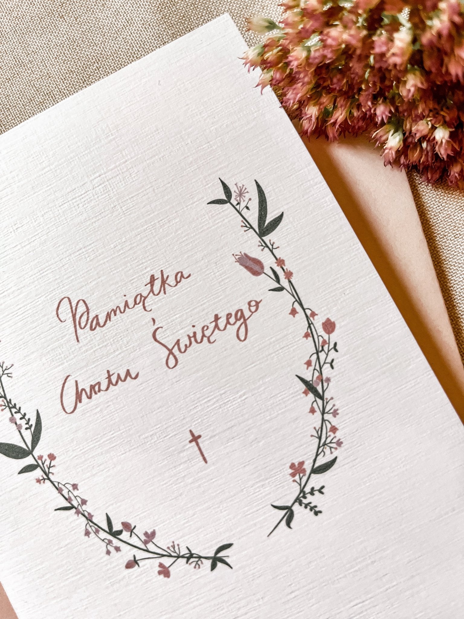 Kartka Pamiątka Chrztu Świętego Różowa - Rysunkografia