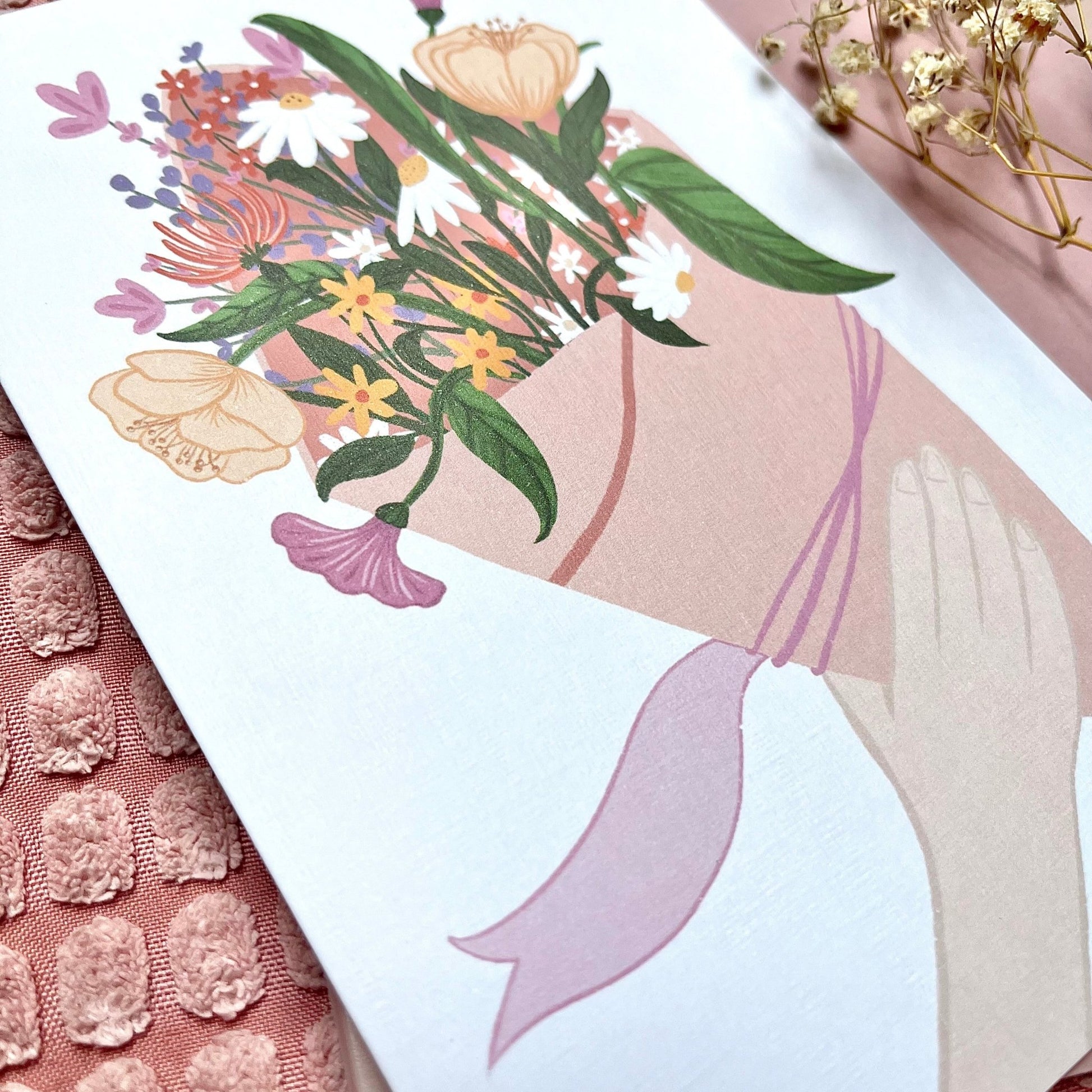 Kartka Personalizowana Bukiet Kwiatów - Rysunkografia