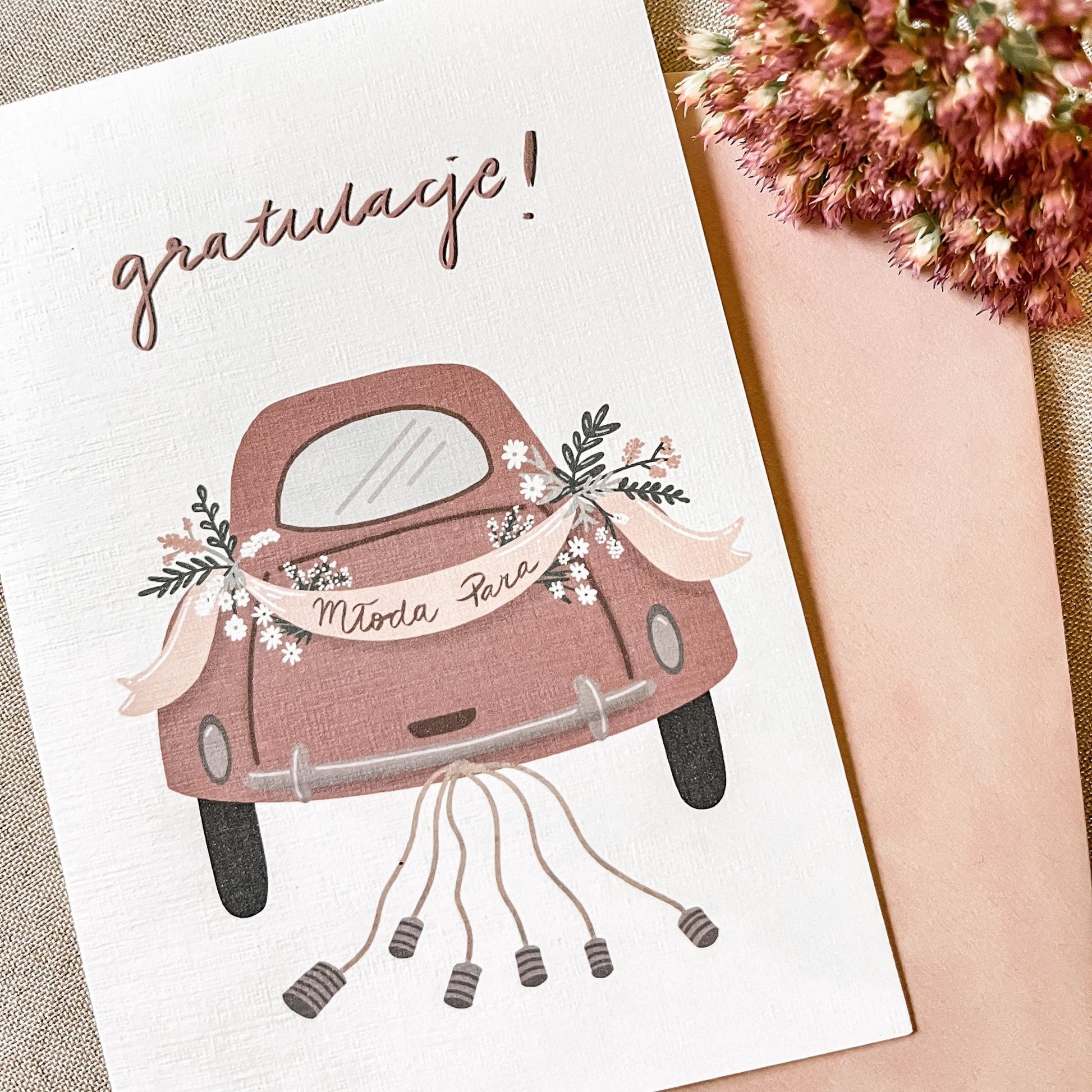 Kartka ślubna Szampan - Rysunkografia