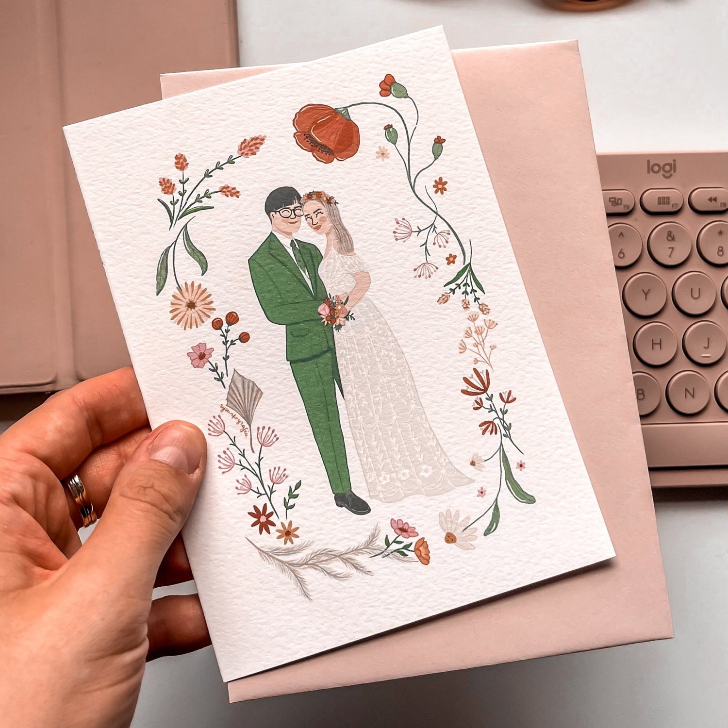 Kartka Ślubna z Parą Młodą - Rysunkografia