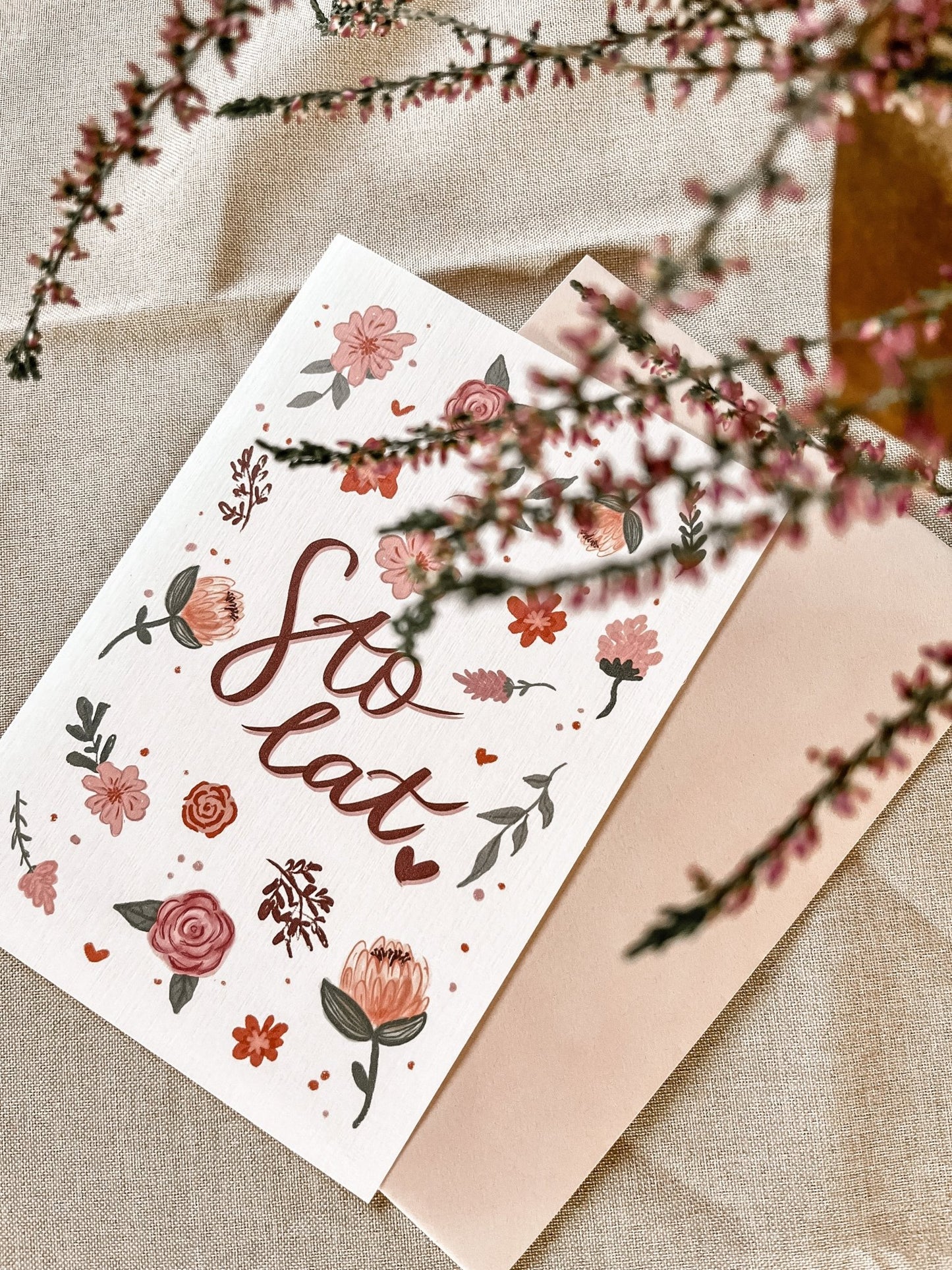 Kwiatowa Kartka Urodzinowa Sto Lat - Rysunkografia