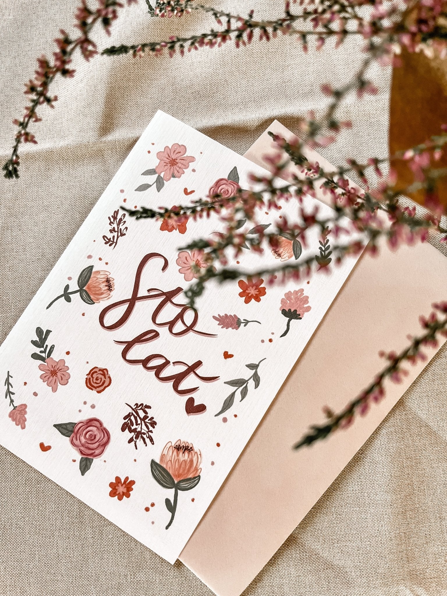 Kwiatowa Kartka Urodzinowa Sto Lat - Rysunkografia