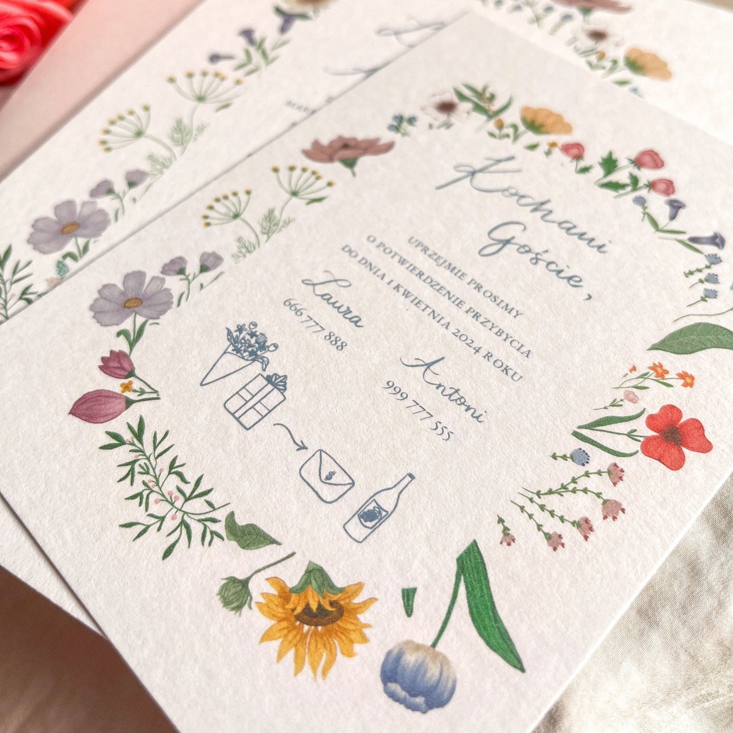 Zaproszenie Wiosenna Łąka - Rysunkografia