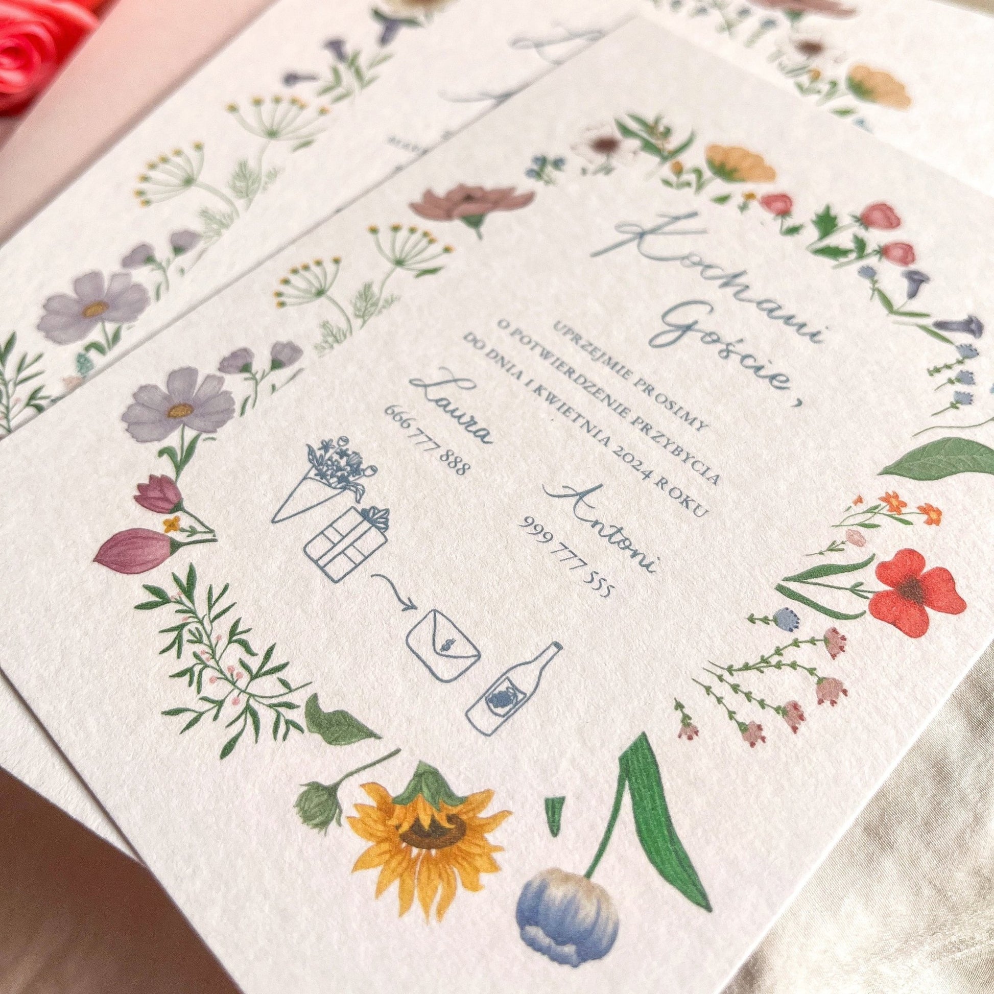 Zaproszenie Wiosenna Łąka - Rysunkografia